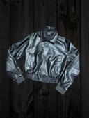 Chaqueta de cuero marrón Sandra Kell estilo bomber — vista 1