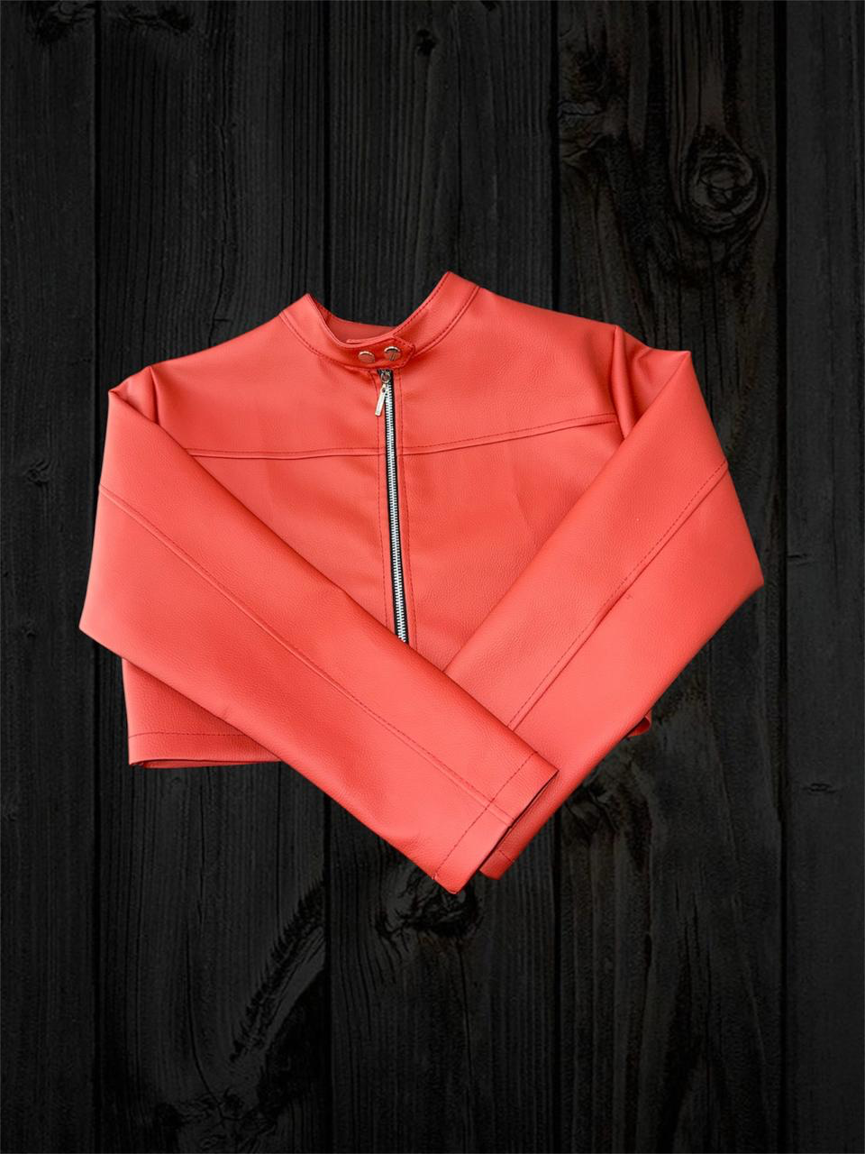 Chaqueta de Cuerina Roja estilo Biker Kiara