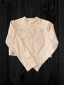 Chaqueta Biker de Cuerina Beige Con Cierres — vista 1