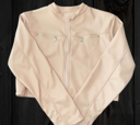 Chaqueta Biker de Cuerina Beige Con Cierres — vista 3
