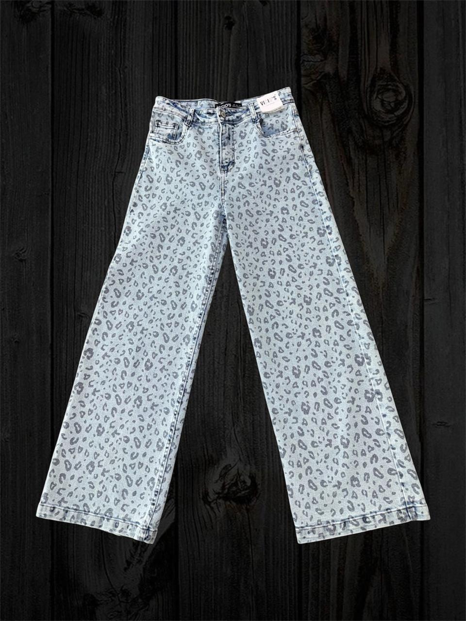 Jean Baggy con Acabado Animal Print de Cintura